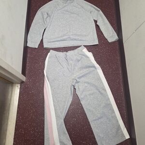 Amazon Grey Sweat Set with Pink and White Side Stripe